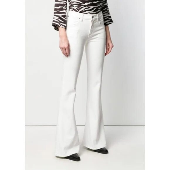 Citizens of Humanity Chloe Mid Rise Super Flare Jeans in White - Picture 2 of 4